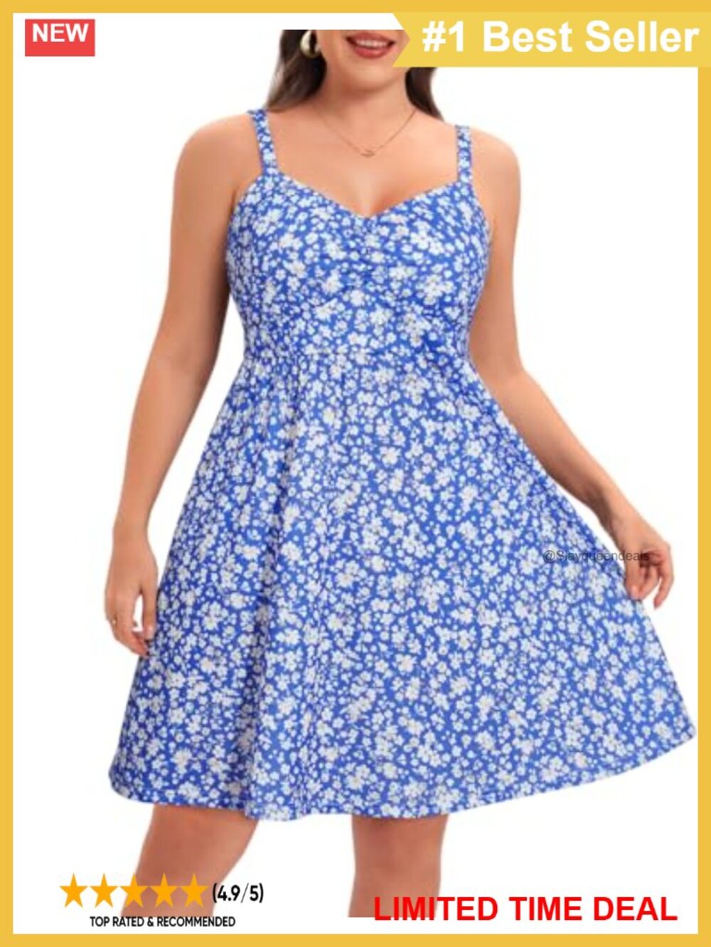 Plus Size Sleeveless A-Line Sundress Ruched Bust Pockets